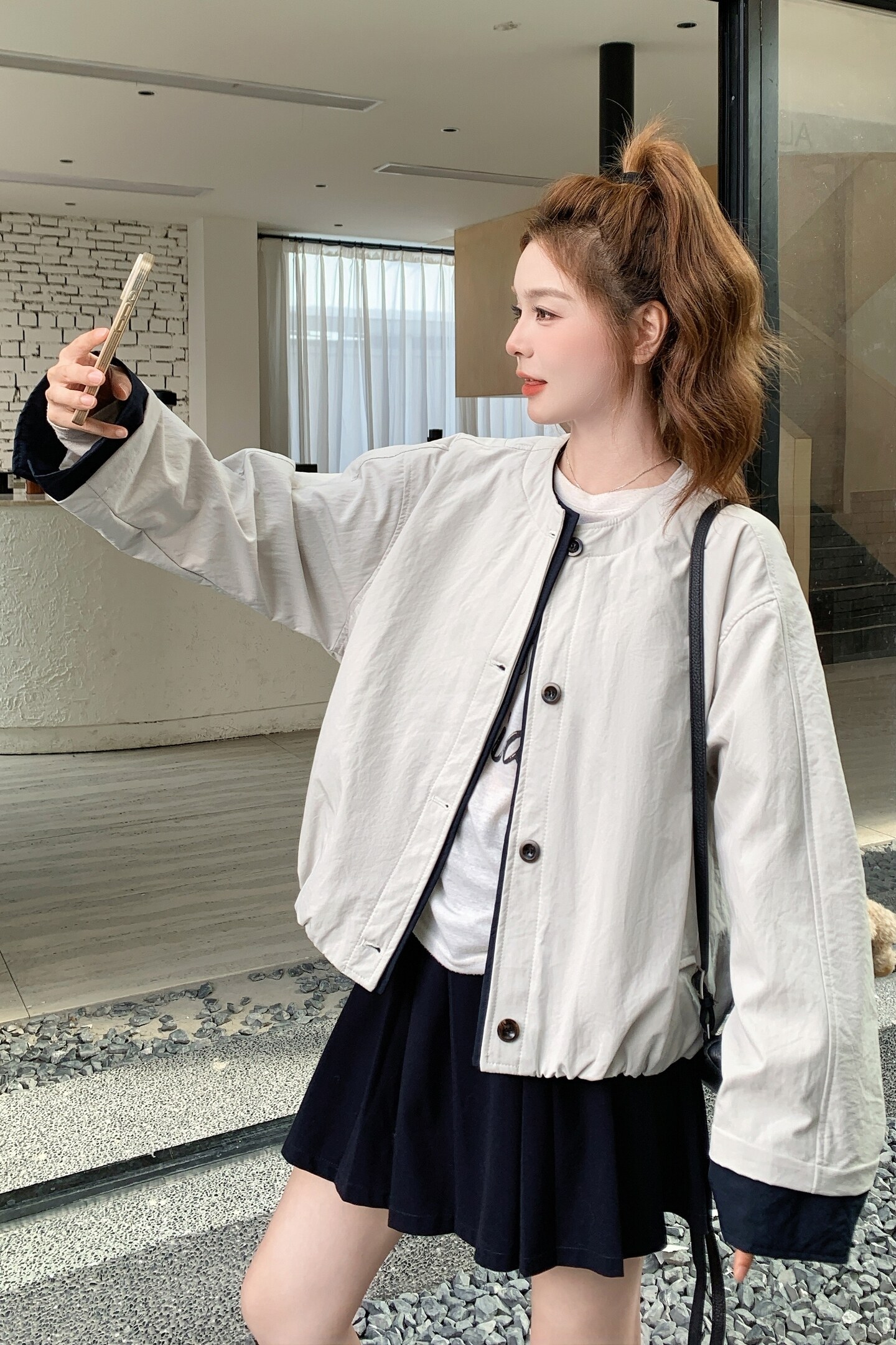 设计感撞色包边休闲短外套女2025秋季新款韩版小个子显瘦百搭夹克,女装短外套,2C275