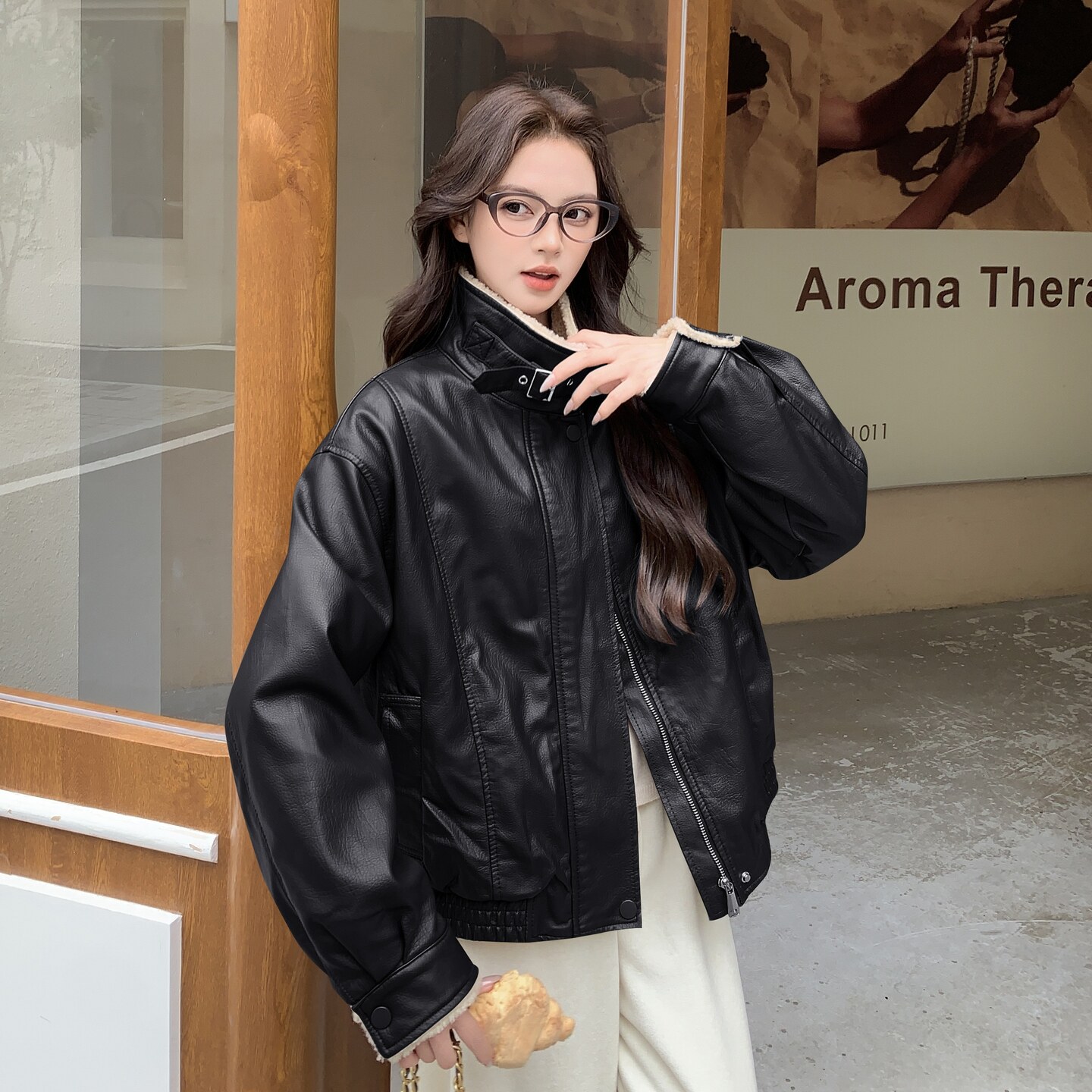 【大货已出】休闲机车款加绒加厚皮毛外套2C233-809-P175-K269,女装棉衣/棉服,2C233