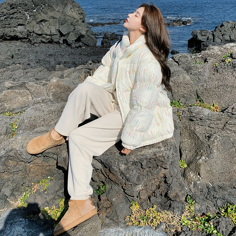 高级感时尚立领羽绒服女2025冬新款韩版小清新加厚90白鸭绒面包服,女装羽绒服,2B222