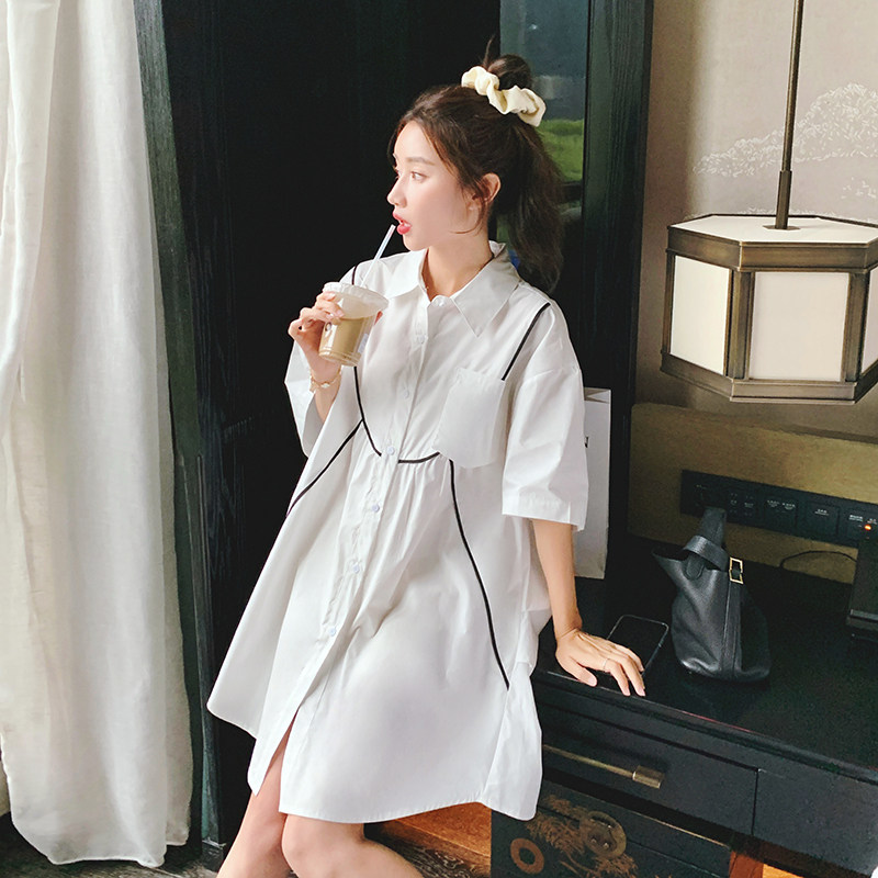 【原209】2026夏A版宽松撞色包边衬衫裙9616-P110K158,女装连衣裙,2C069