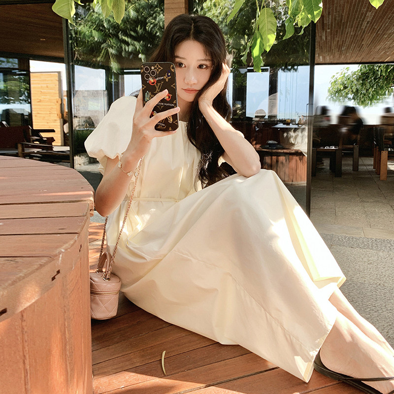 法式温柔风白色连衣裙女夏2025新款绝美气质超仙森系小心机露腰裙,女装连衣裙,2C299