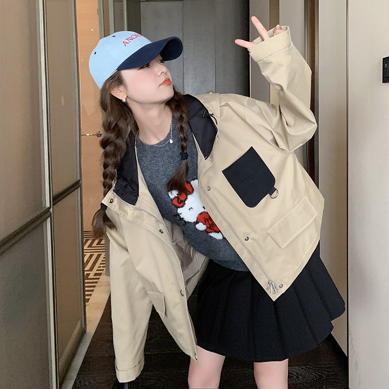现货#2025秋短款工装风衣外套棒球服#2C133-909-P155-K218,女装短外套,2C133