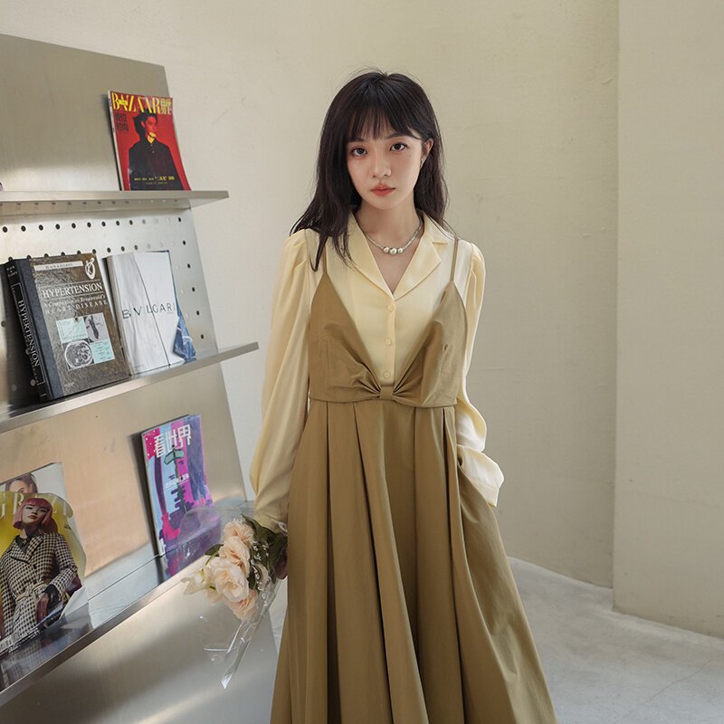 2025秋季新款假两件拼接连衣裙浙宝035/款号8806/P135/K188,女装连衣裙,2C053