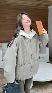 新款 2025冬季 时尚休闲针织连帽拼接羽绒服外套8832-P295-K398图片