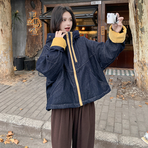 （）25牛仔连帽中长款羽绒服2C215-P245-K305图片