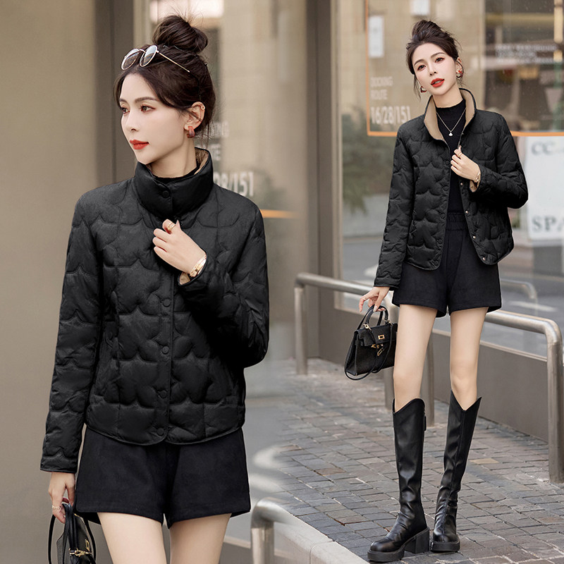 时尚洋气轻薄拼色棉服女2025冬季新款韩版宽松小个子外套，女装棉衣/棉服，自然秀,女装棉衣/棉服,自然秀