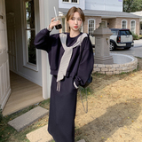 现货：春装新款时尚百搭撞色休闲套装裙两件套2C135-6876P165K248，女装套装/套裙，2C135