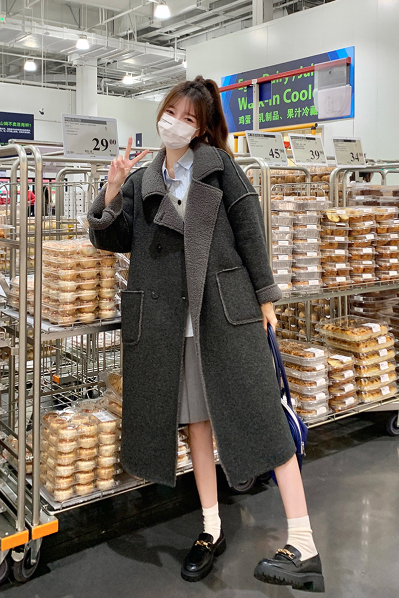 现货！高级感休闲加厚慵懒风宽松羊羔毛大衣2365P215K298,女装毛呢外套,2C029