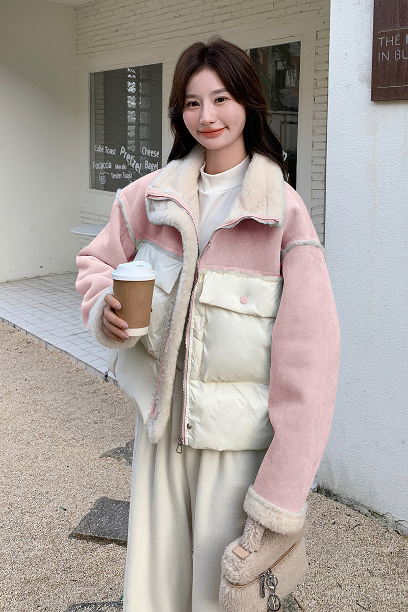 现货皮毛一体拼接羽绒服2C115-2237-P225-K328,女装羽绒服,2C115