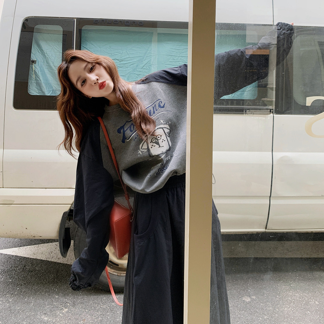 大货！卡通卫衣大裙摆半裙两件套7970P175控268,女装套装/套裙,2D006