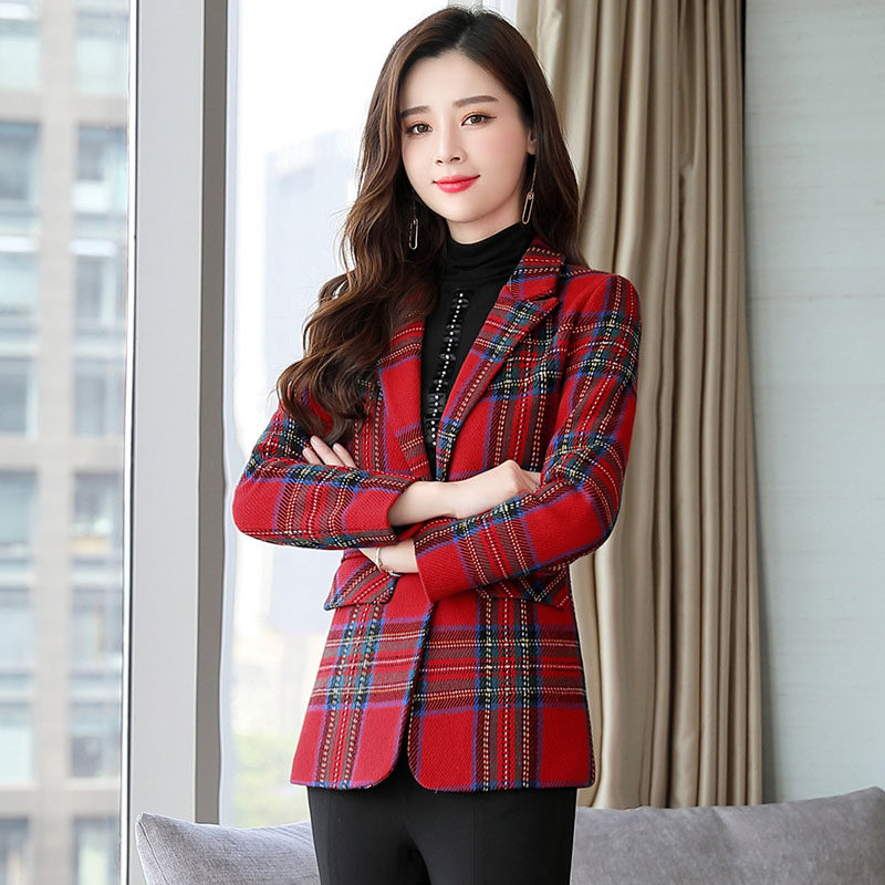 2025春新款新款格子西装外套,女装西装,乐衣轩