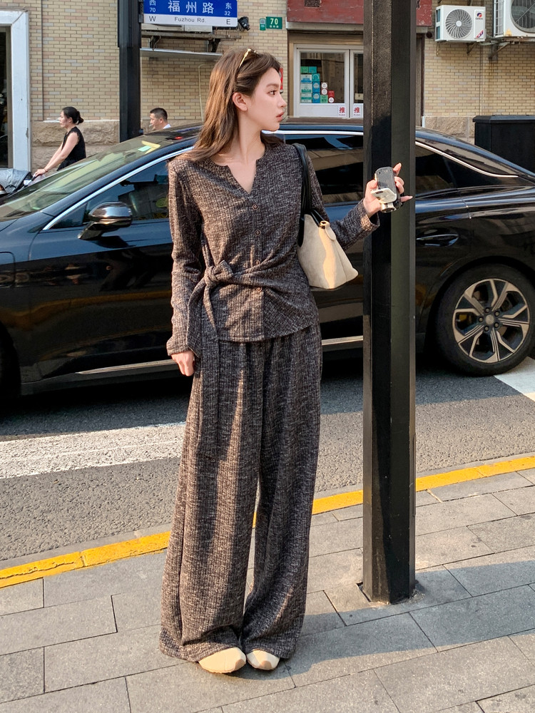 【现货】花针织慵懒风两件套收腰春秋套装2C353+707#P175K258,女装套装/套裙,2C353