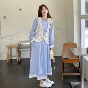 现货 条纹长裙+马甲套装25083P165K248图片