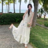 【夏装】设计感撞色拼接度假碎花连衣裙1C128-A218-P135K205，女装连衣裙，2D148