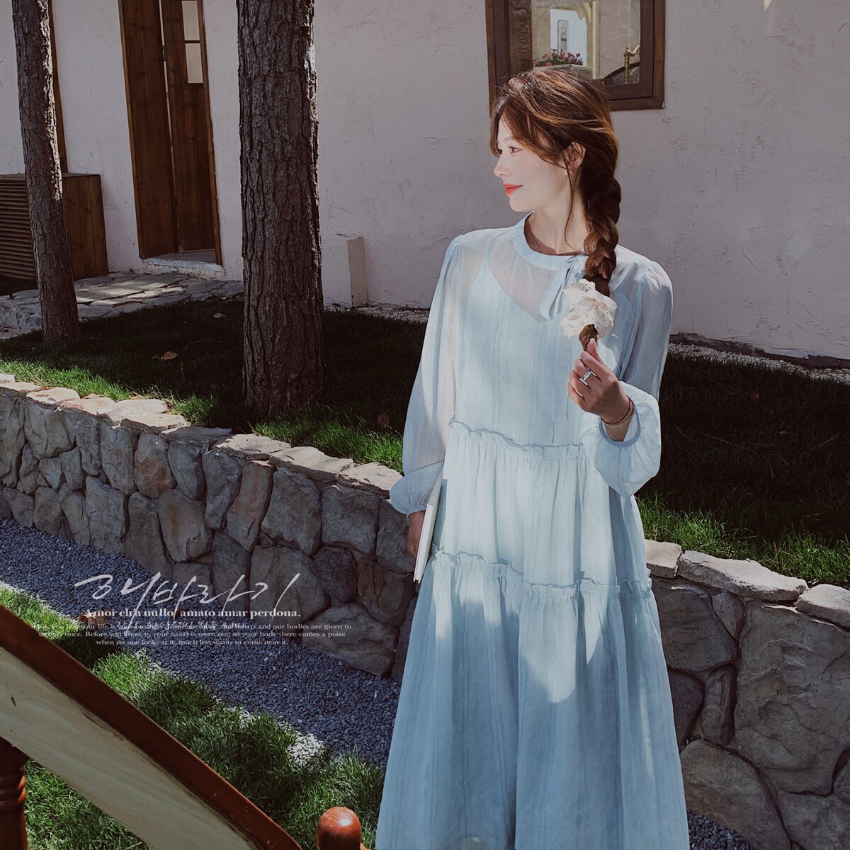 法式茶歇蓝色吊带裙女夏季2025新款气质度假风优雅超仙,女装连衣裙,2C137