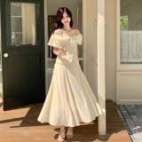 法式浪漫气质套装裙女2025夏新款绝美一字肩吊带上衣半身裙两件套，女装套装/套裙，2C159