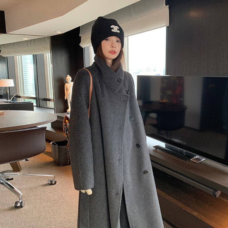 【新款】已出货有买家秀双面羊驼绒混色长毛大衣P285K418,女装毛呢外套,2C333