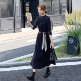 韩版复古圆领背心连衣裙女2025年春秋季新款收腰显瘦减龄上衣套装，女装套装/套裙，2C307