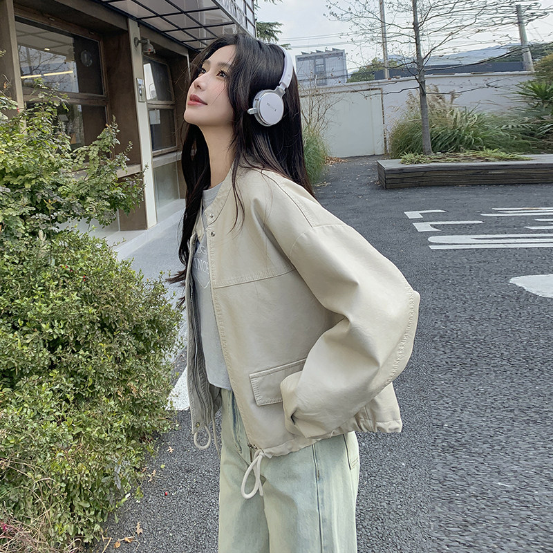 【新款，】宽松短款皮衣外套上衣2C215-P140-K199,女装皮衣,2C215