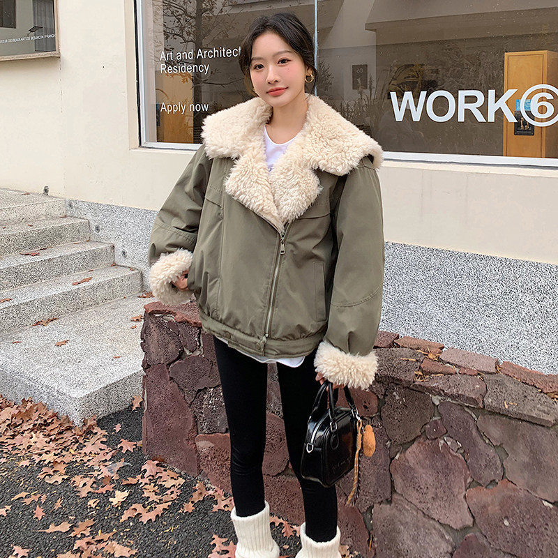 主推现货羊卷毛拼接派克服外套加厚羽绒服内胆5836-P235-K348,女装羽绒服,2C159