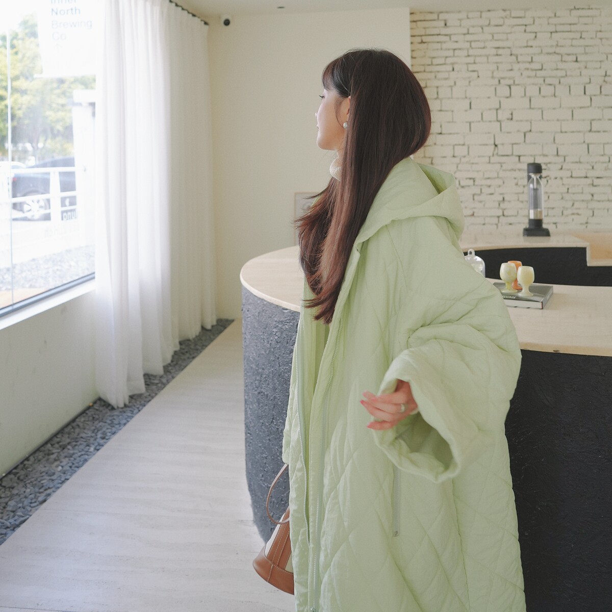 【主推现货】香草绿轻软连帽大棉被棉服 083-6631-P175-K258图片