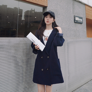 中长款西装外套女春秋新款百搭休闲港风复古西服上衣休闲高级感潮图片