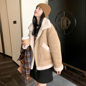 [现货] 秋冬新款 女麂皮绒皮毛一体羊羔毛外套女P190 K288图片