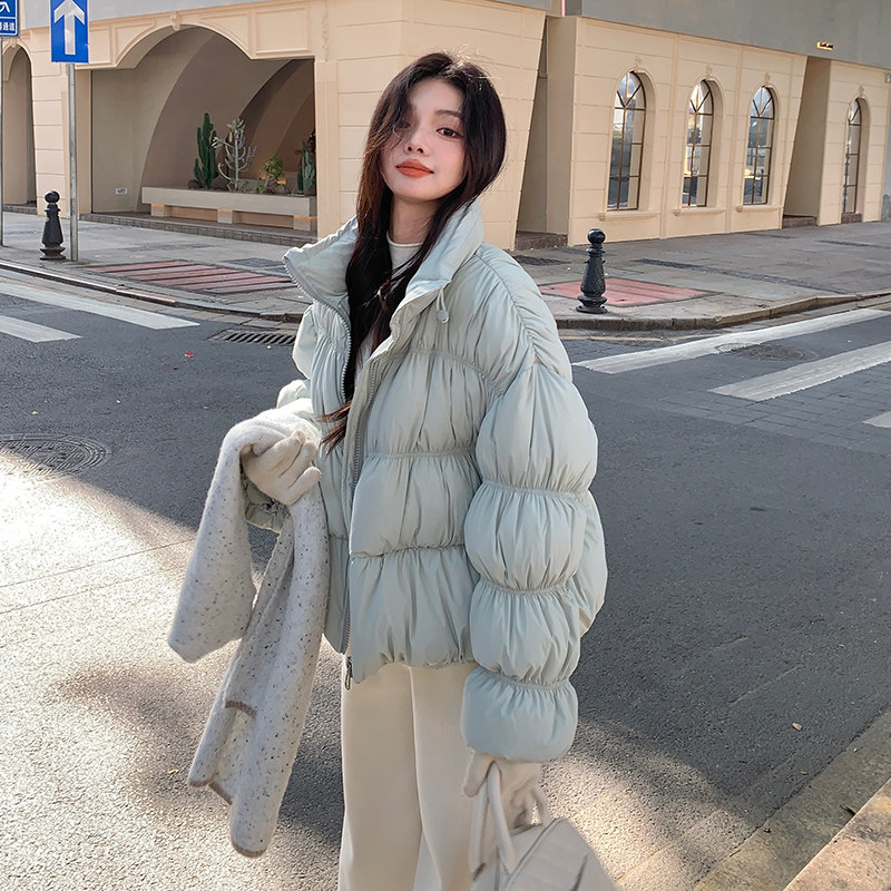 ！90白鸭绒重工抽褶立裁羽绒服短款立领保暖外套冬P275K388,女装羽绒服,2B140