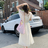 白色新中式网纱刺绣连衣裙女2025夏季新款温柔风宽松遮肉仙女长裙，女装连衣裙，2C088