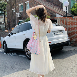 白色新中式网纱刺绣连衣裙女2025夏季新款温柔风宽松遮肉仙女长裙图片