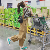 美式工装背带裤女夏2024新款网红小个子阔腿裤连体裤，女装连体裤，2C293