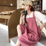 减龄背带裤女夏2024新款休闲短裤小众设计高腰显瘦百搭直筒连体裤，女装休闲裤，2C112