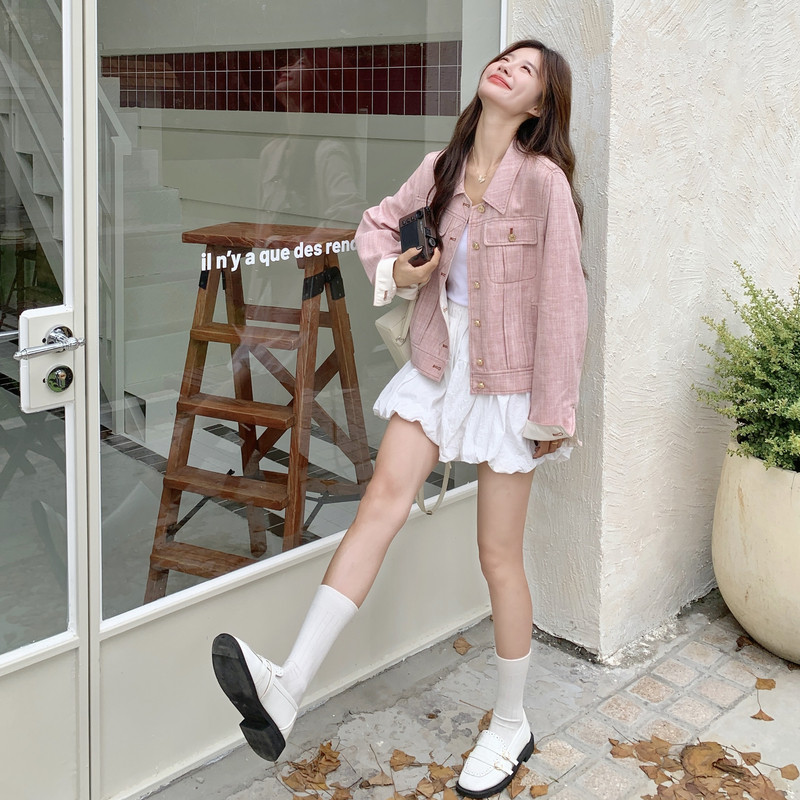 小香风粉色外套女春秋2025年超火好看独特漂亮高级感短款夹克上衣,女装短外套,2C088