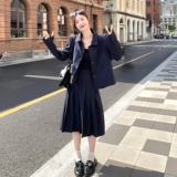 时尚套装女春秋季新款高级感气质休闲西装显瘦学院风百褶裙两件套，女装套装/套裙，2C166