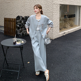高级感小众浅蓝色西服套装女春秋季2025新款宽松显瘦阔腿裤两件套，女装套装/套裙，2C277