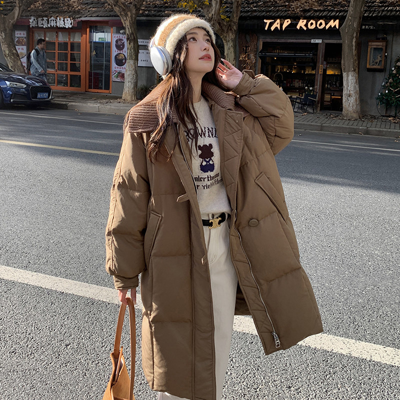 新品 美拉德色针织翻领羽绒服90绒 2C075-296-P345-K488图片