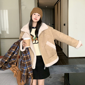 [现货] 秋冬新款 女麂皮绒皮毛一体羊羔毛外套女P190 K288图片