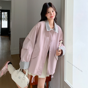 现货！春季新品拼接拼色立领短外套风衣大衣P150K208图片