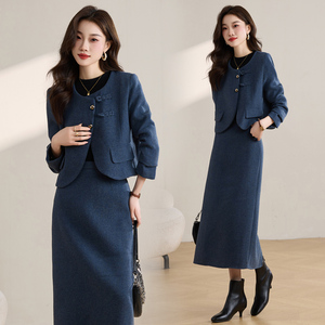 小香风毛呢套装裙女秋冬2025新款名媛气质羊毛呢外套半身裙两件套，女装套装/套裙，关键时