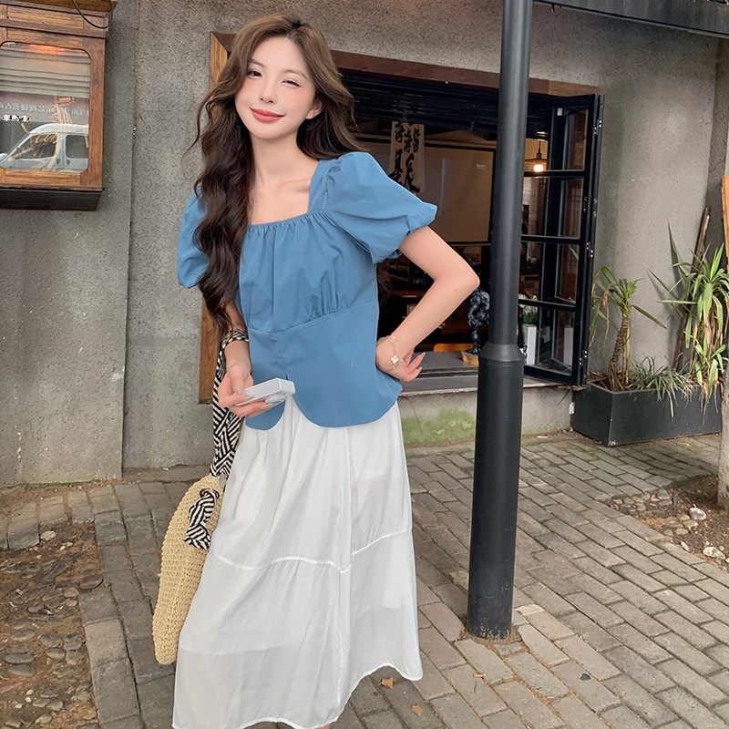 白色吊带连衣裙套装女2025年春秋新款高级感超好看牛仔外套两件套,女装套装/套裙,2C057