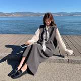 花边拼接灰色西装马甲半身裙套装女春秋2025新款两件套高级感ootd，女装套装/套裙，2D146