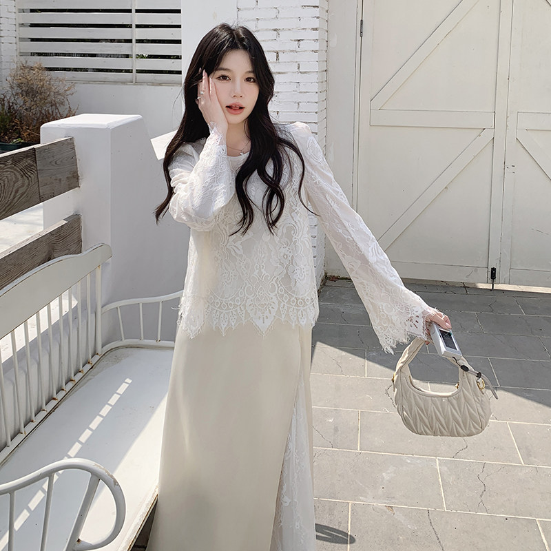 现货！现货！法式气质蕾丝衬衫+拼接半身裙2C212-G70-P165-K238,女装套装/套裙,2C212