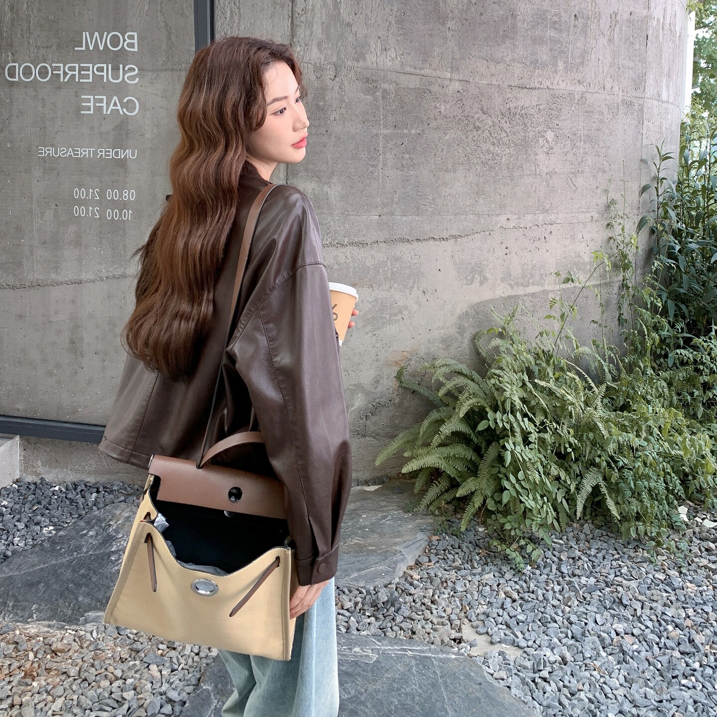美拉德咖色复古皮衣外套女秋季2025年新款炸街减龄小个子PU皮夹克,女装皮衣,2C177