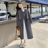 高级小众休闲韩系chic灰色风衣外套女春秋超火好看气质中长款大衣，女装风衣，2C016