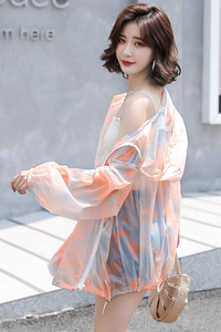 2025夏季新款防晒服短款印花连帽RF2C290-8103#-P85-K138图片