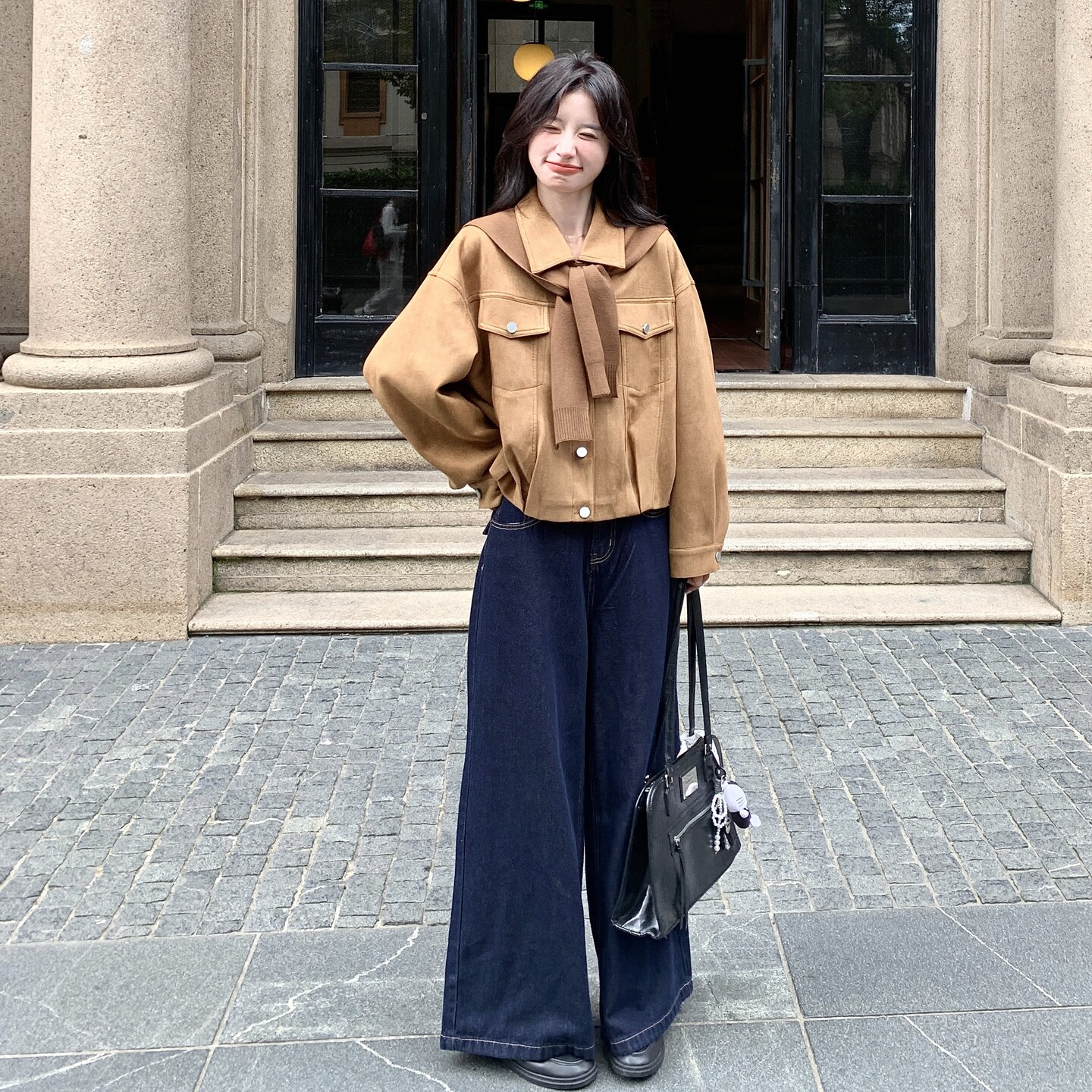 复古卡其色时尚PU皮外套女2025秋季新款宽松高级感miu系皮衣上衣,女装短外套,2C166