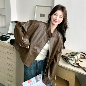 新款现货！2025秋季时尚短款蛋白软皮皮衣短外套C601 P140K188图片