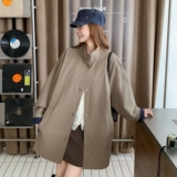 咖色复古格子风衣外套女2025秋季新款韩版小个子宽松显瘦休闲大衣，女装风衣，2C307