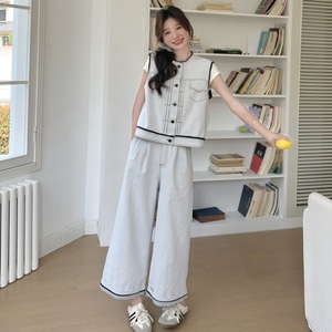2件套！转化高！夏季拼色牛仔马甲+阔腿裤P175K248图片