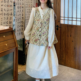 档口现货主推玫瑰花马甲刺绣立领连衣裙两件套2C068-602P165K238，女装套装/套裙，2C068
